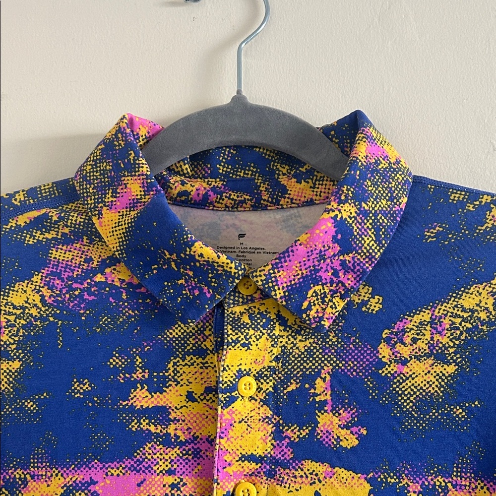 SIZE M | Men's Multicolor Abstract Print Shirt Golf Shirt - Picture 5 of 9